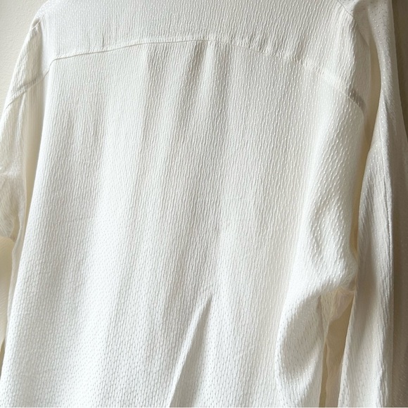 Vince Dot Silk Jacquard Popover Off White Banded Collar Blouse Sz XS - Picture 10 of 16